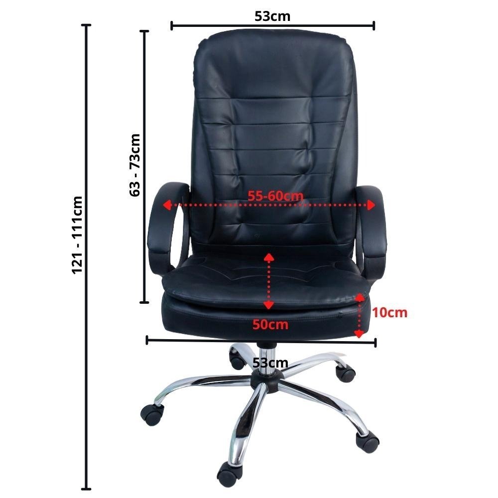 Cadeira de Escritório Presidente Prizi Sturdy – Preta – Suporta até 200Kg
