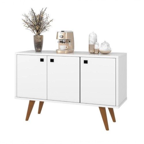 Buffet Retrô Branco – Balcão Aparador p Área Gourmet 3 Portas
