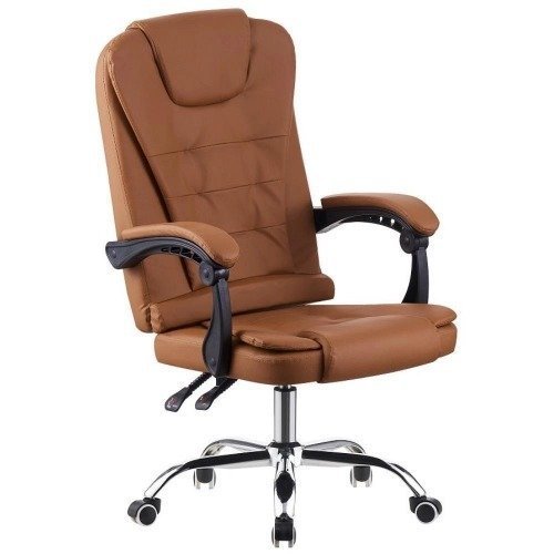 Cadeira de Escritório Presidente Base Cromada com Rodinha Fortt Liverpool Marrom – CPF05-M