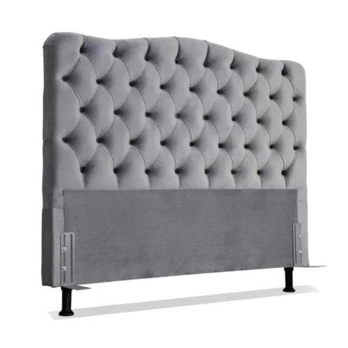 Cabeceira De Cama Box Casal 140 Cm Dunas &#8211; Veludo Cinza