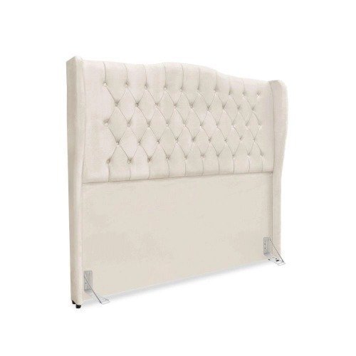 Cabeceira De Cama Box Queen 160 Cm Dubai Premium &#8211; Veludo Bege Claro