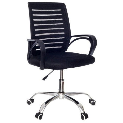 Cadeira De Escritorio Com Base Cromada Prizi Venice &#8211; Preta