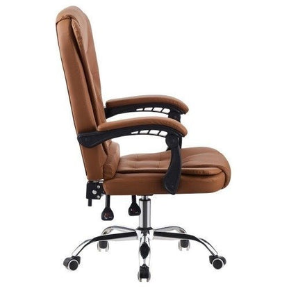 Cadeira de Escritório Presidente Base Cromada com Rodinha Fortt Liverpool Marrom &#8211; CPF05-M