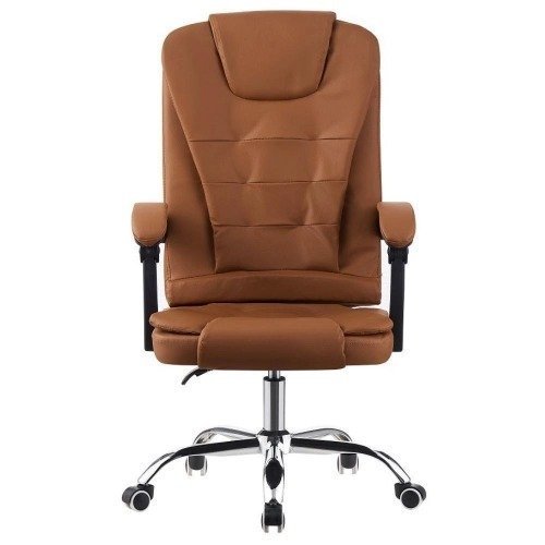 Cadeira de Escritório Presidente Base Cromada com Rodinha Fortt Liverpool Marrom &#8211; CPF05-M