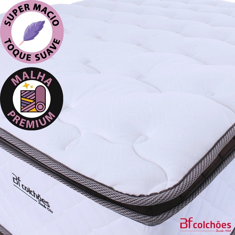 Cama Box com Colchão Casal Molas Ensacadas Alto 138x188cm Premium Sleep Branco bf Colchões