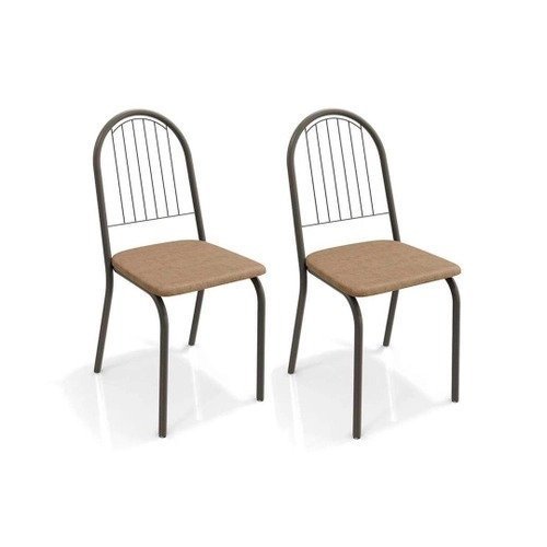 Kit 2 Cadeiras Sala Jantar Noruega 2C077PRF 2 Un Preto FoscoLinho Capuccino &#8211; Kappesberg